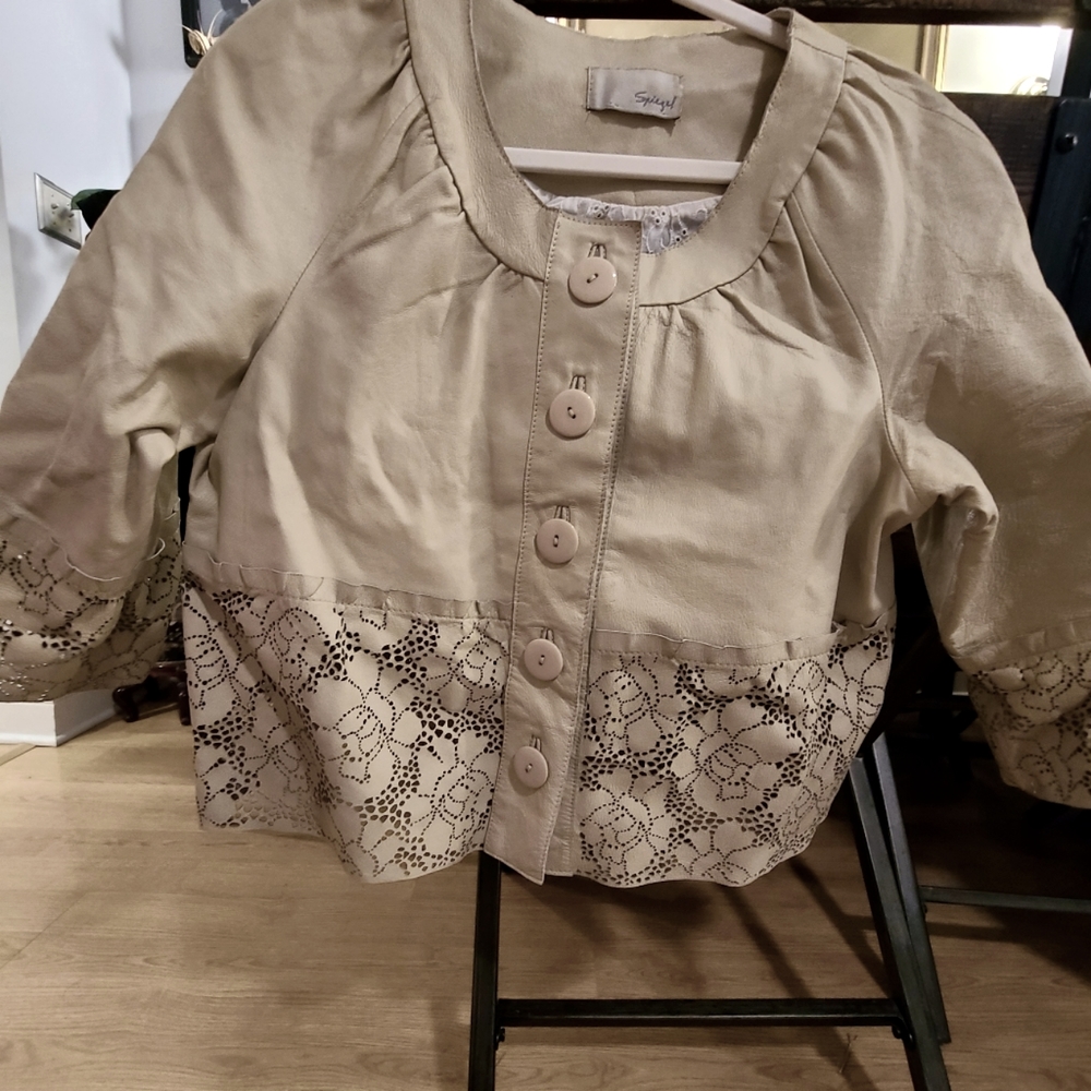 Vintage laser cut leather jacket